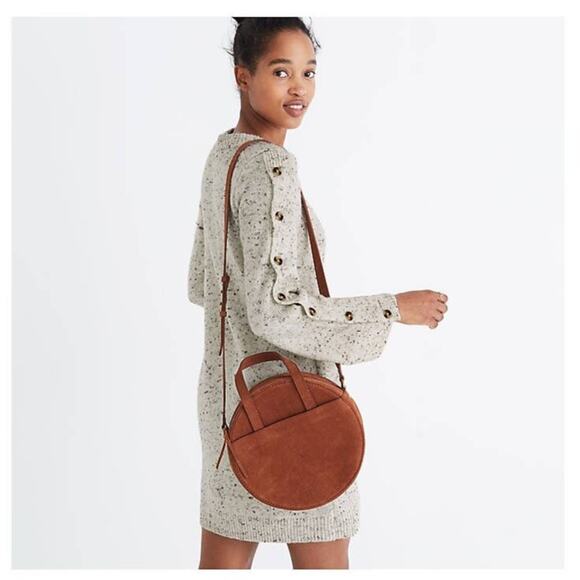 Madewell Donegal Button Sleeve Sweater Dress Knit Cream Speckled H3614 Medium - Picture 8 of 10